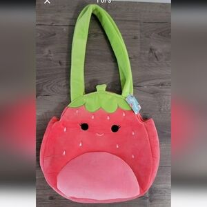 Squishmallows Scarlet the Strawberry plush tote bag NWT